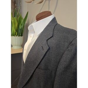 Kuppenheimer Mens Wool Sports Coat 43L Blue Plaid Made in USA 2 Button H803